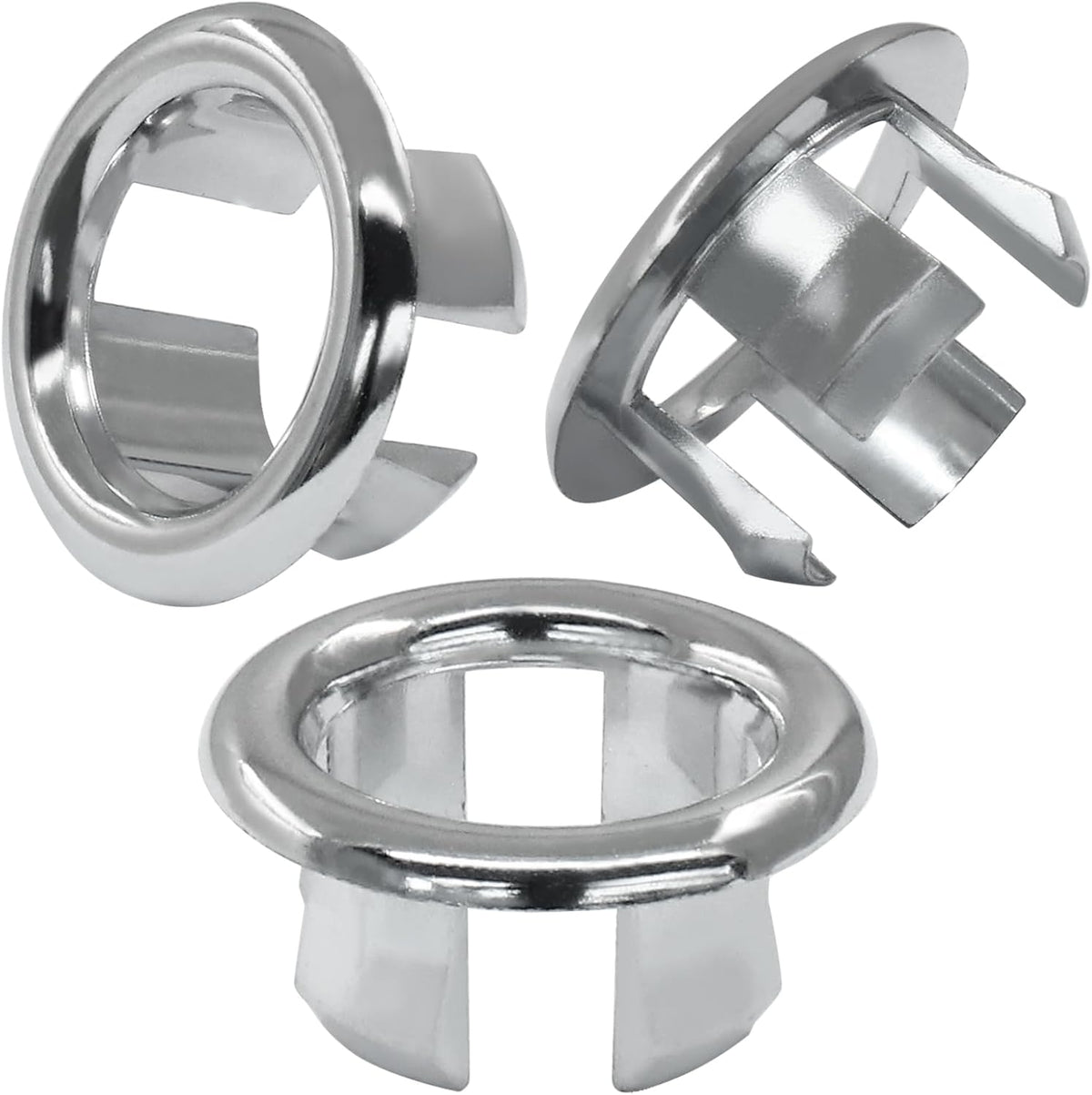6 Pack Sink Overflow Ring Round Basin Trim Drain Cap Cover Sink Basin Trim Overflow Cover Hole Insert in Cap for Kitchen Bathroom, Chrome