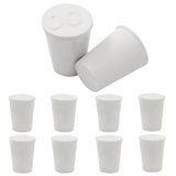10 Pcs White Solid Rubber Stoppers 00# Tapered Lab Bungs Solid Rubber Stoppers Tapered Lab Seal Rubber Stoppers
