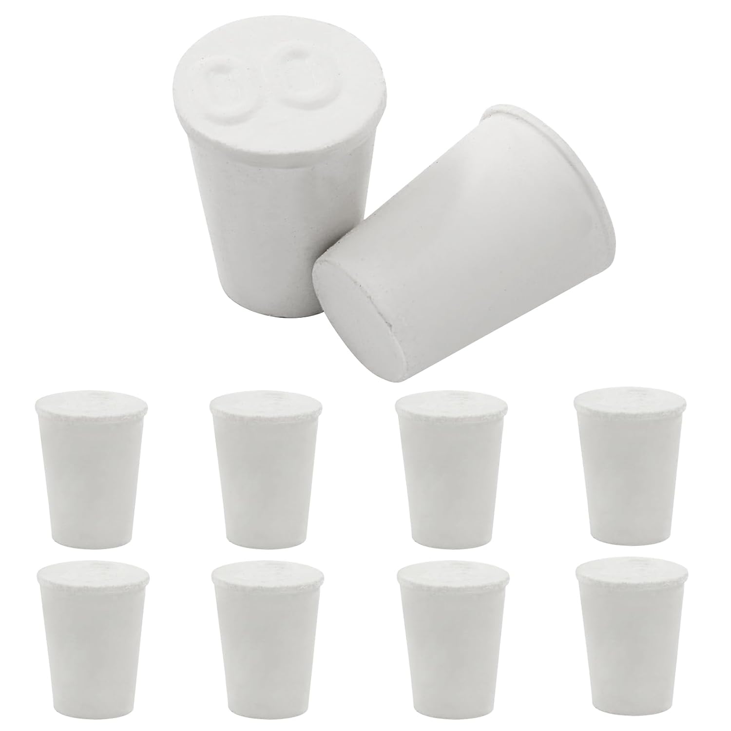 10 Pcs White Solid Rubber Stoppers 00# Tapered Lab Bungs Solid Rubber Stoppers Tapered Lab Seal Rubber Stoppers