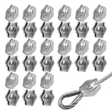 30Pcs M3 Stainless Steel Wire Rope Cable Clip Clamp Simplex Single Bolt Wire Rope Clamps Cable Fasteners for 1/8" Diameter Wire Rope