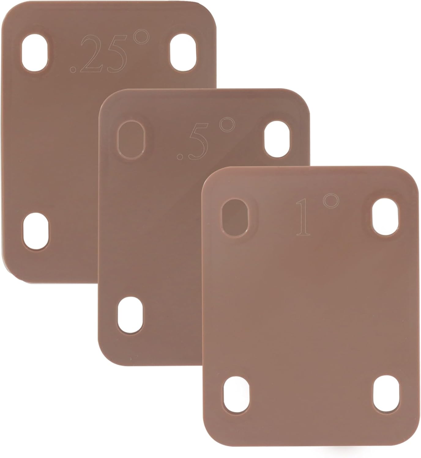 3 Pack Guitar Neck Shims, 0.25°, 0.5°, and 1°Degree Nylon Gasket, Plastic Neck Plate for Guitar Bass Repair(Brown, 3 x 2.2inch)
