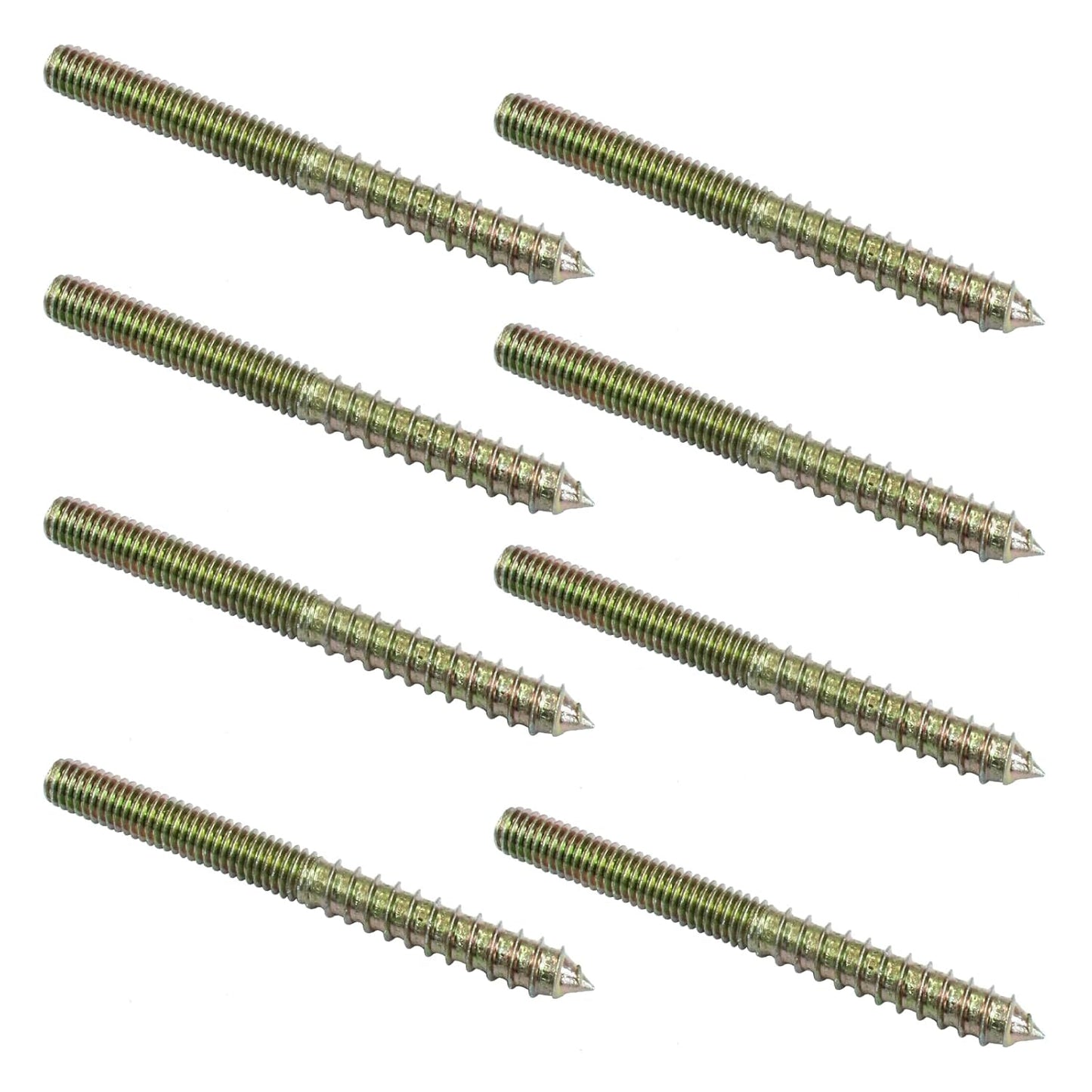 8 Pack 3/8-16 x 4 Inch Hanger Bolts Double Headed Self-Tapping Screw Threaded Rods Bolt for Furniture Wood Joint