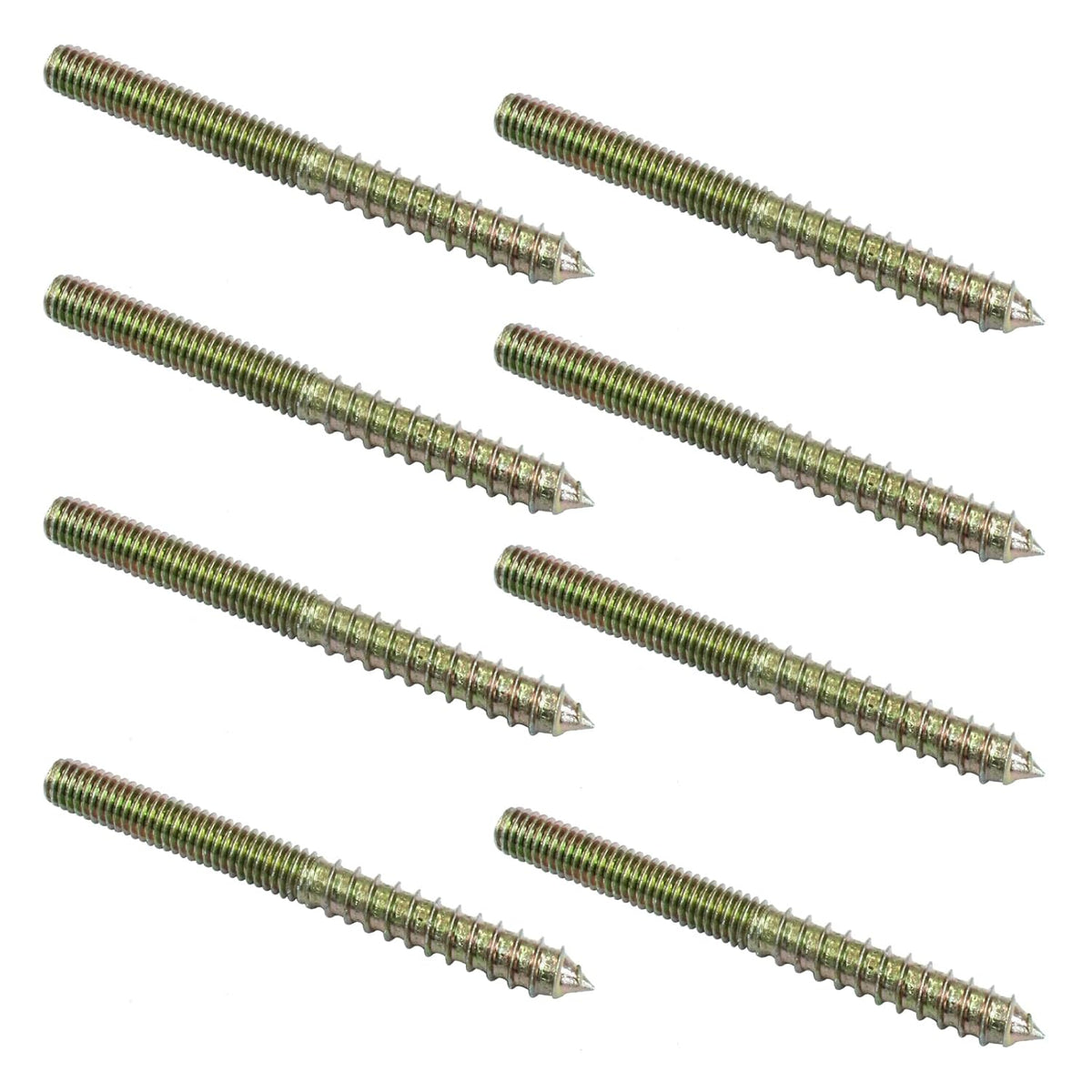 8 Pack 3/8-16 x 4 Inch Hanger Bolts Double Headed Self-Tapping Screw Threaded Rods Bolt for Furniture Wood Joint