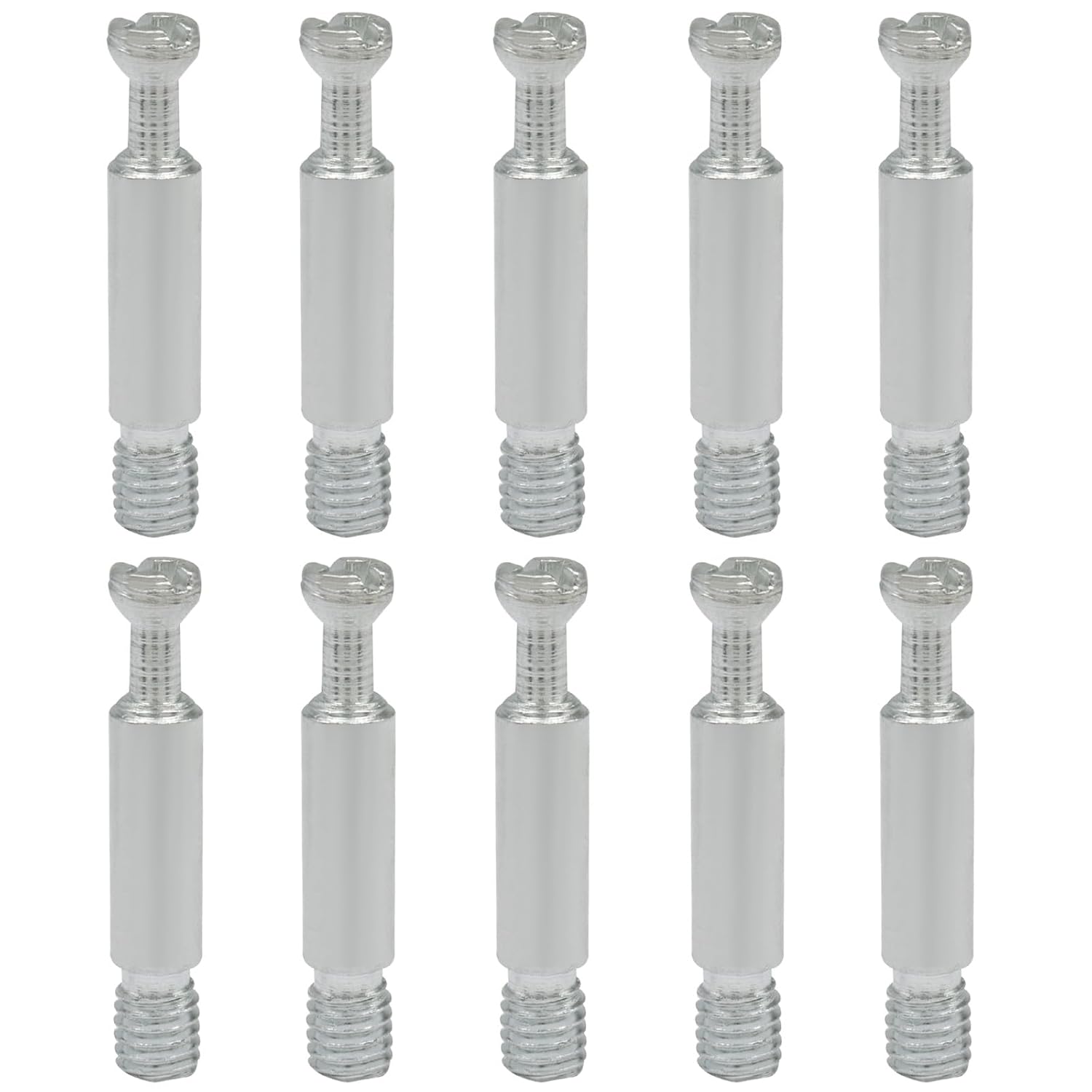 10 Pack 35mm Furniture Connecting Fittings, Thread Bolts Metal Dowels Connecters, Screws Fasteners for Cabinet Drawer/Wardrobe Furniture(Silver)
