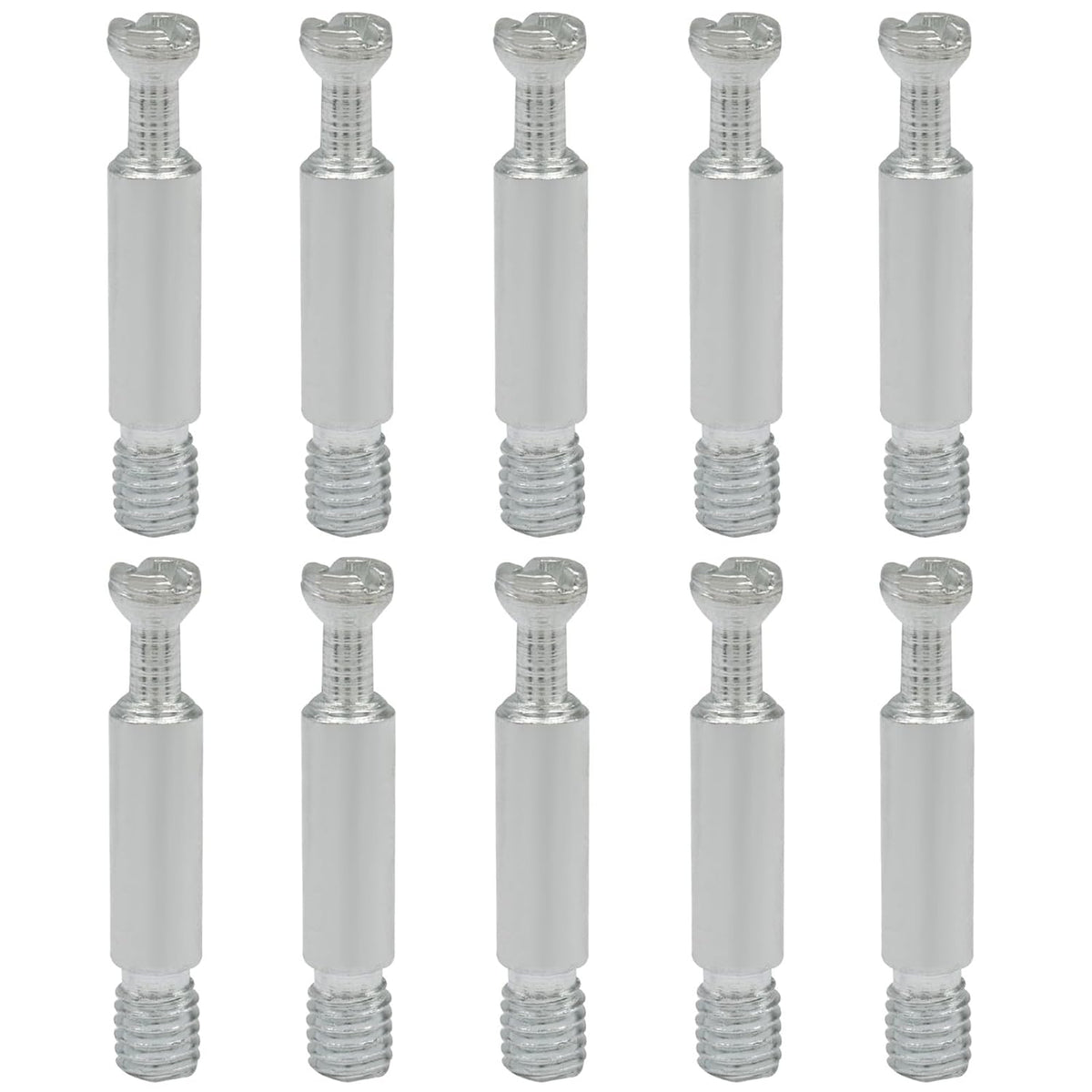 10 Pack 35mm Furniture Connecting Fittings, Thread Bolts Metal Dowels Connecters, Screws Fasteners for Cabinet Drawer/Wardrobe Furniture(Silver)