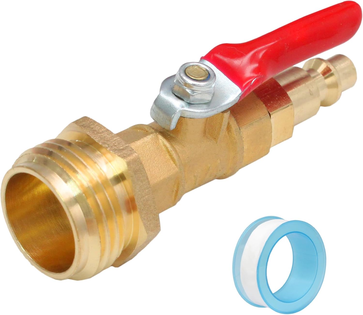 Winterize Blowout Adapter with 1/4" Quick Connect Plug and 3/4" Garden Water Hose Threading Brass Winterize Quick Adapter with Ball Valve for RV Boat Camper Trailer Sprinkler Irrigation