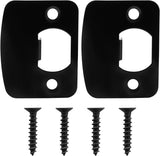 Black Door Strike Plate Stainless Steel Round Corner Door Latch Plate with 4pcs Screws for Door Repair and Reinforcement