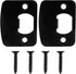 Black Door Strike Plate Stainless Steel Round Corner Door Latch Plate with 4pcs Screws for Door Repair and Reinforcement
