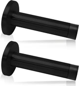 2 Pack 3.5 Inch Stainless Steel Door Stops Bumper Sound Dampening Door Stoppers with Soft Rubber Tip Wall Door Protector, Black
