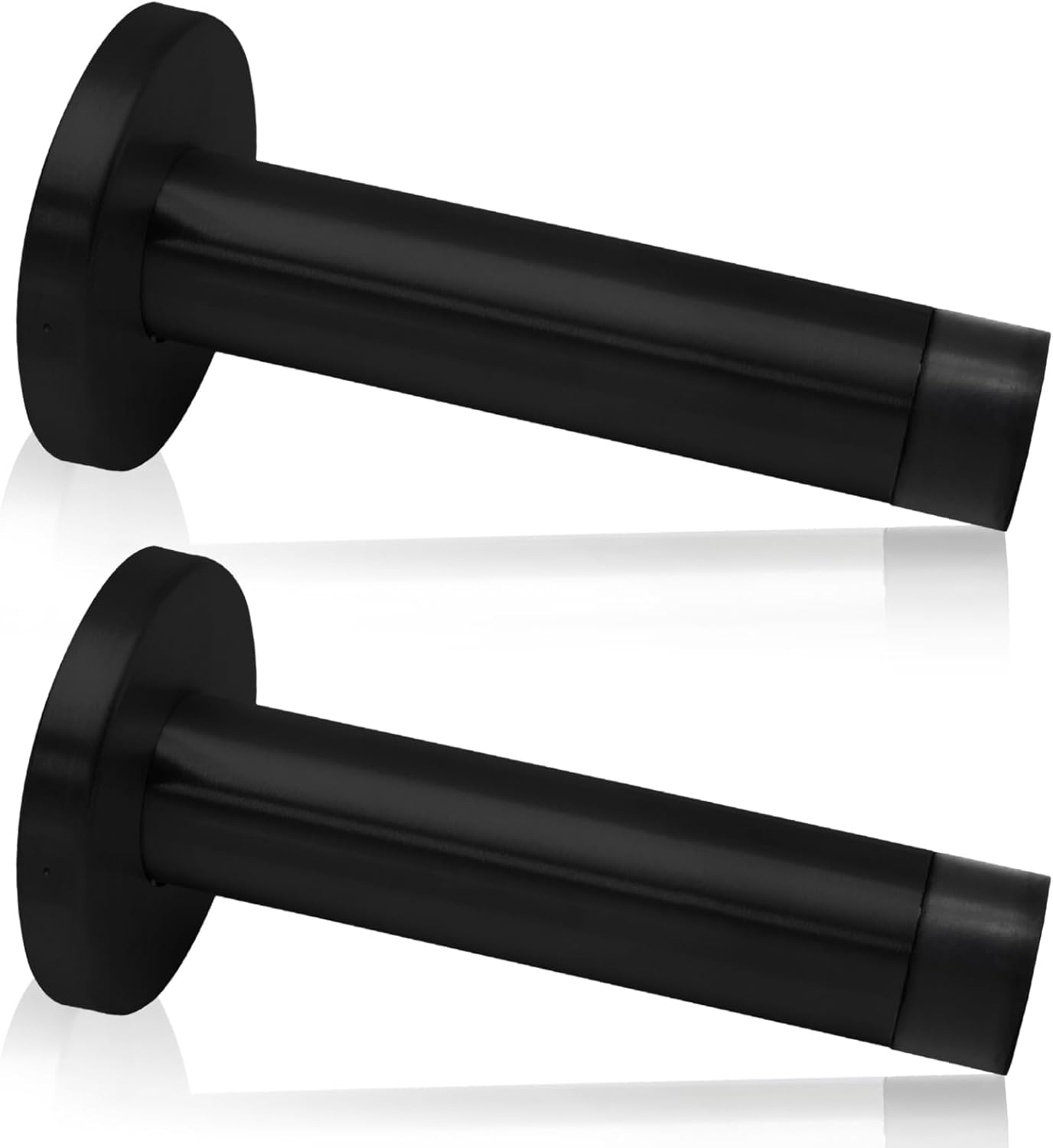 2 Pack 3.5 Inch Stainless Steel Door Stops Bumper Sound Dampening Door Stoppers with Soft Rubber Tip Wall Door Protector, Black