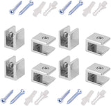 Glass Clamps Wall Mounted Adjustable Zinc Alloy Glass Shelf Clip Clamp Bracket Support - Pack of 8