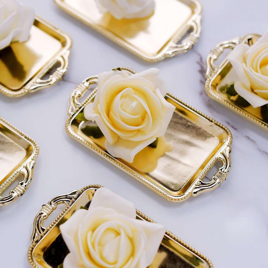 Efavormart 12 Pack - 4" Gold Rectangular Mini Candy Display Tray Favors for Wedding, Bridal Shower, Baby shower, Birthday, Candy Jars Decorations