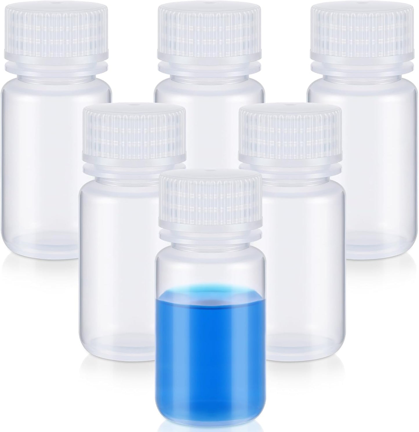 6 Pcs 2 oz 60ml Polypropylene Reagent Bottle Plastic Sample Bottles with Screw Caps Transparent PP Sample Containers with Lid for Liquids, Laboratory, Storage at Home (Clear)