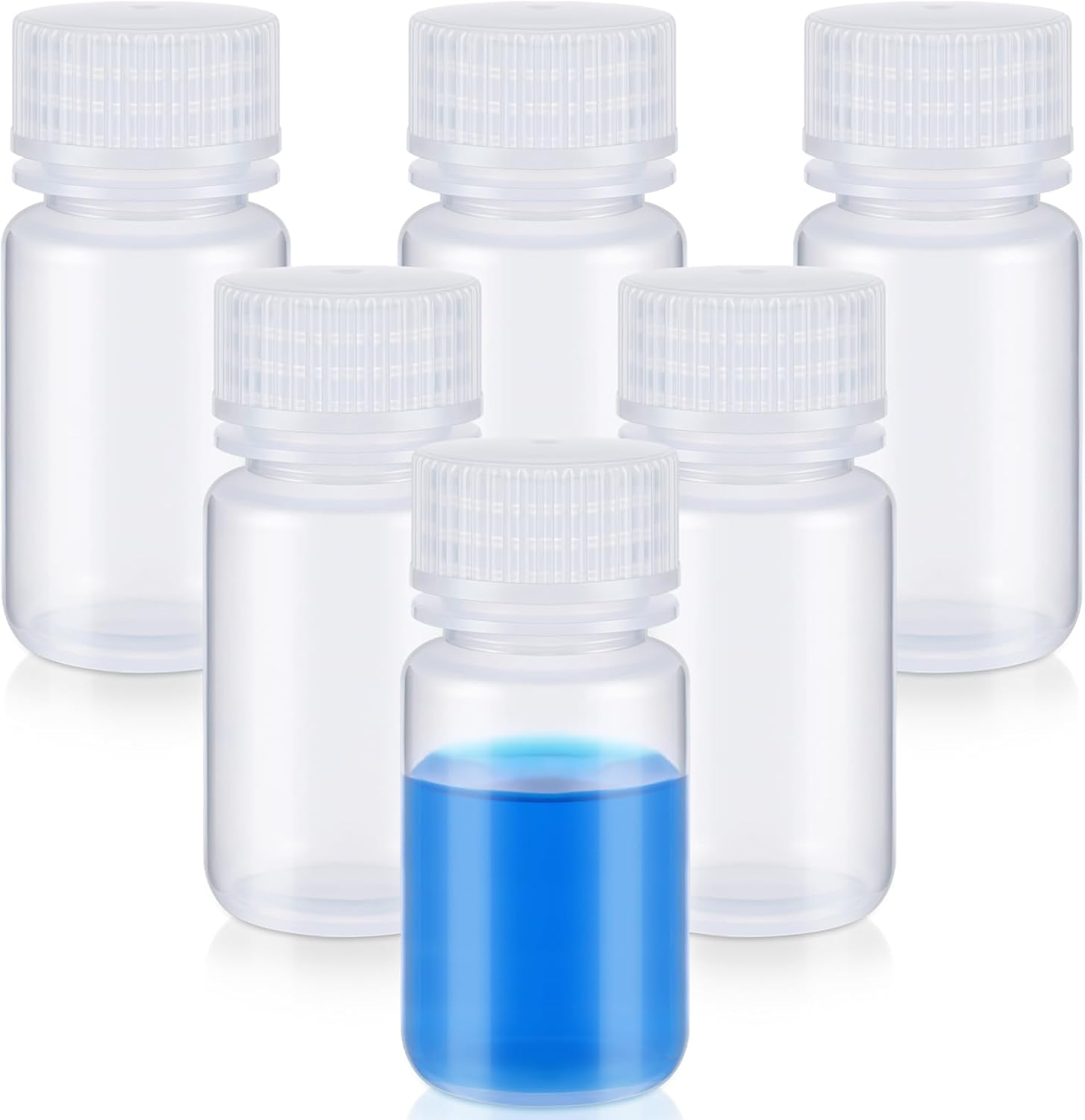 6 Pcs 2 oz 60ml Polypropylene Reagent Bottle Plastic Sample Bottles with Screw Caps Transparent PP Sample Containers with Lid for Liquids, Laboratory, Storage at Home (Clear)