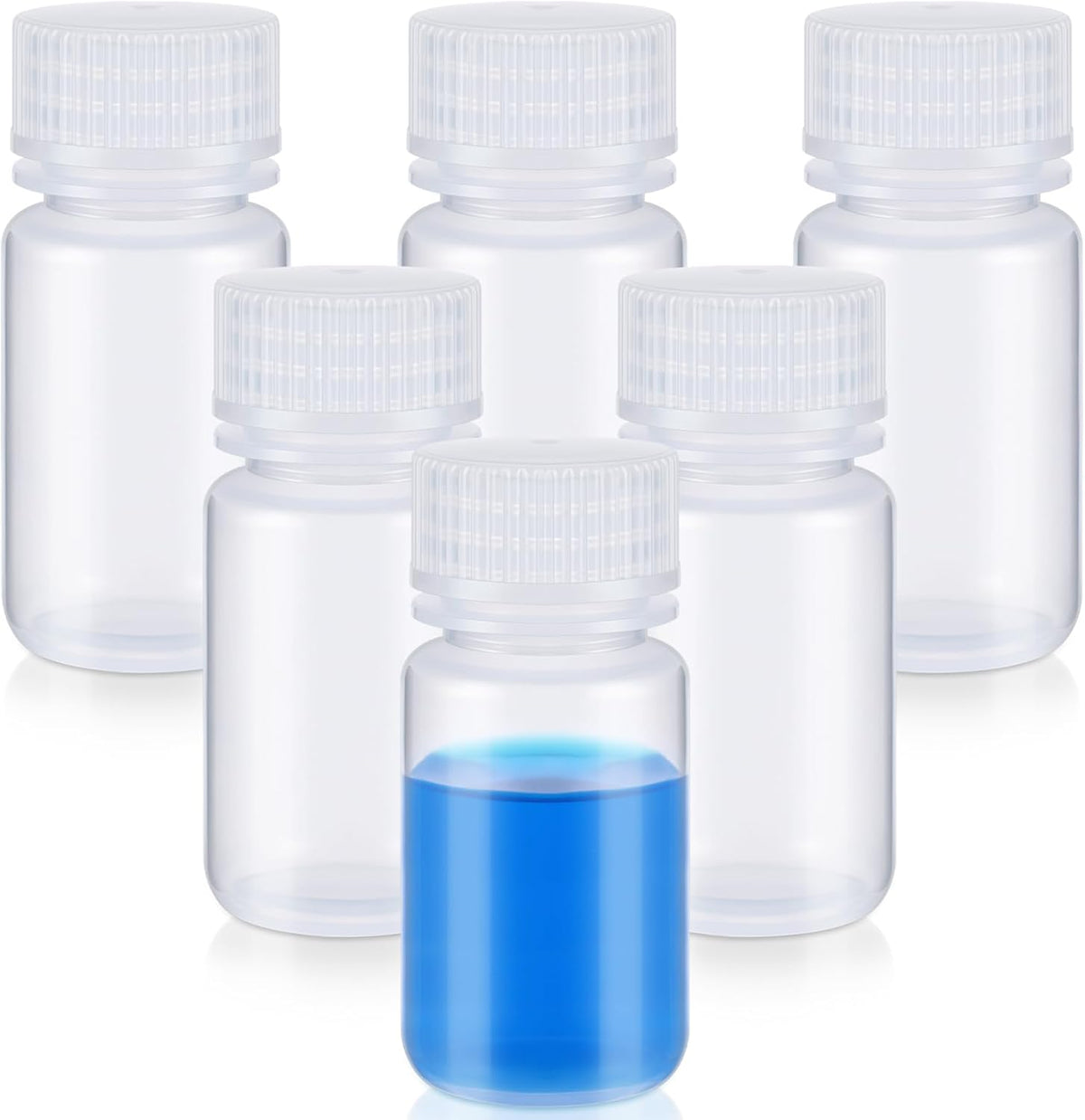 6 Pcs 2 oz 60ml Polypropylene Reagent Bottle Plastic Sample Bottles with Screw Caps Transparent PP Sample Containers with Lid for Liquids, Laboratory, Storage at Home (Clear)