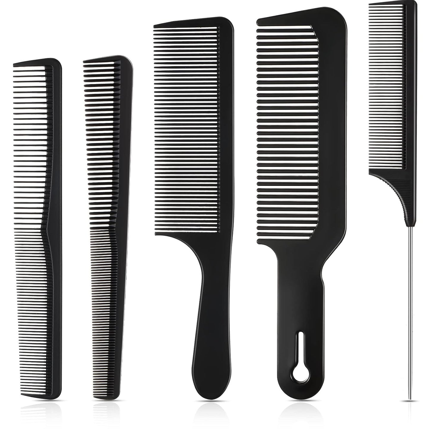 5 Pieces Hair Cutting Comb Set, Carbon Fiber Barber Comb Hair Styling Combs Fine Teeth Anti Static Heat Resistant Hairdressing Tapered Comb for Men Women