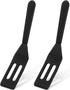 Mini Brownie Serving Spatula Flexible Nonstick Silicone Serve Turner Heat-Resistant Cookie Slotted Spatula for Flip Egg in Small Frying Pan Cookie Batter Lemon Squares(Black,2 Pieces)