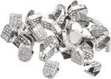 Shoelace End Clips 10x7mm Stainless Steel No Tie Shoe Lace Tips Head Bling Type, Silver Tone 30 Pcs