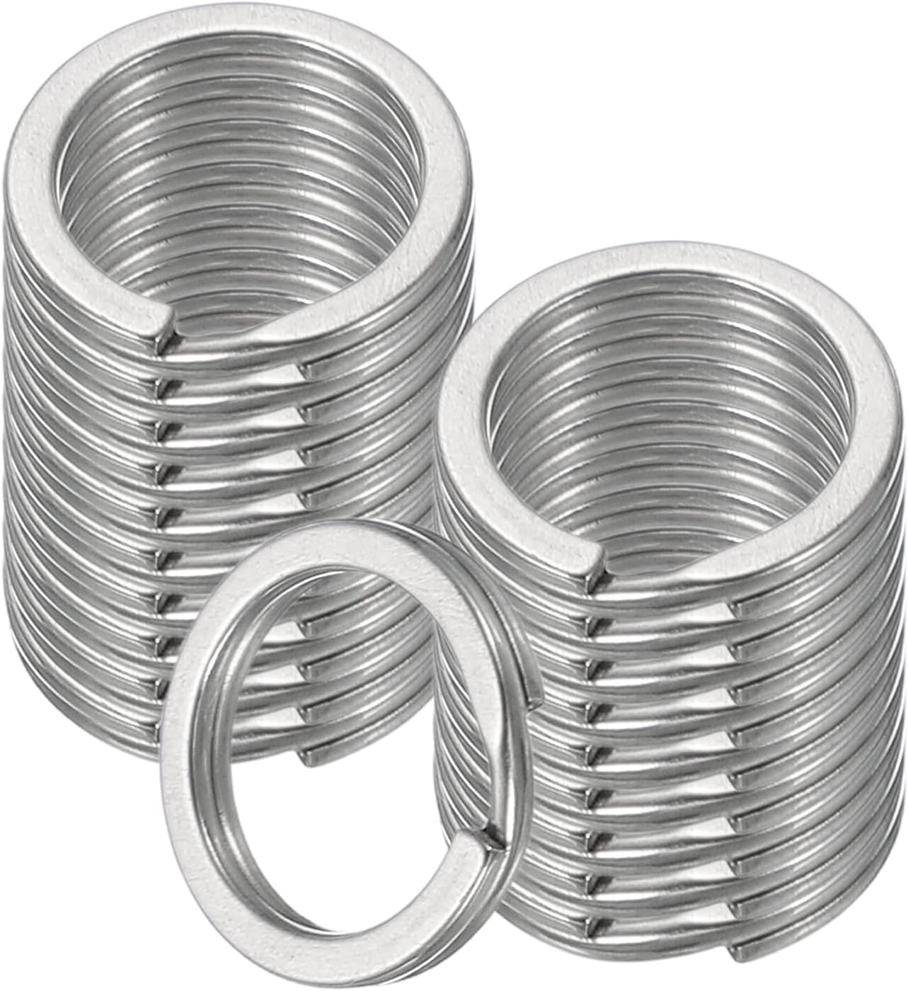 20pcs Split Keychain Rings, 15mm Round Flat Keyrings Stainless Steel Open Key Chain Ring Dog Tag Rings for DIY Keychain Craft Lanyard, 1.5mm Thick, Silver