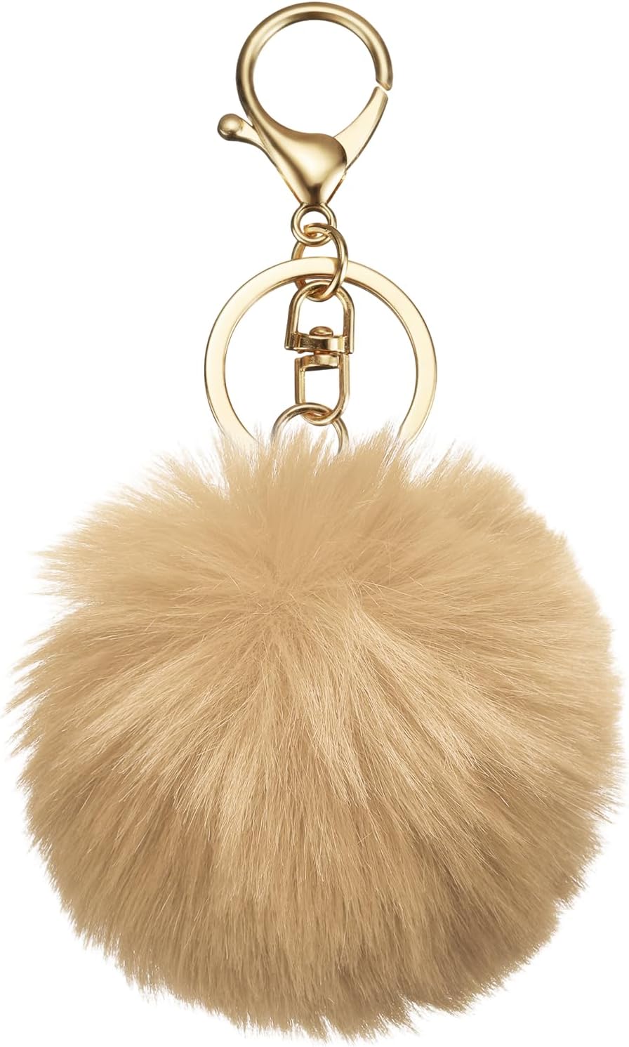Pom Pom Keychain, Faux Rabbit Fur Fluffy Pompoms Keyring for Women Purse Handbag Bag Pendant DIY Crafts