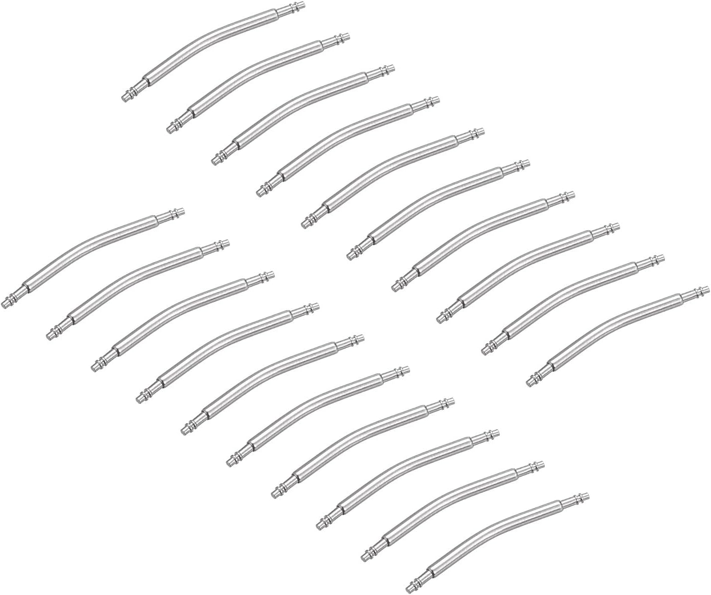 20mm Curved Spring Bar Pins 1.5mm Dia Stainless Steel Double Flanged End Watch Band Link Pin 20pcs