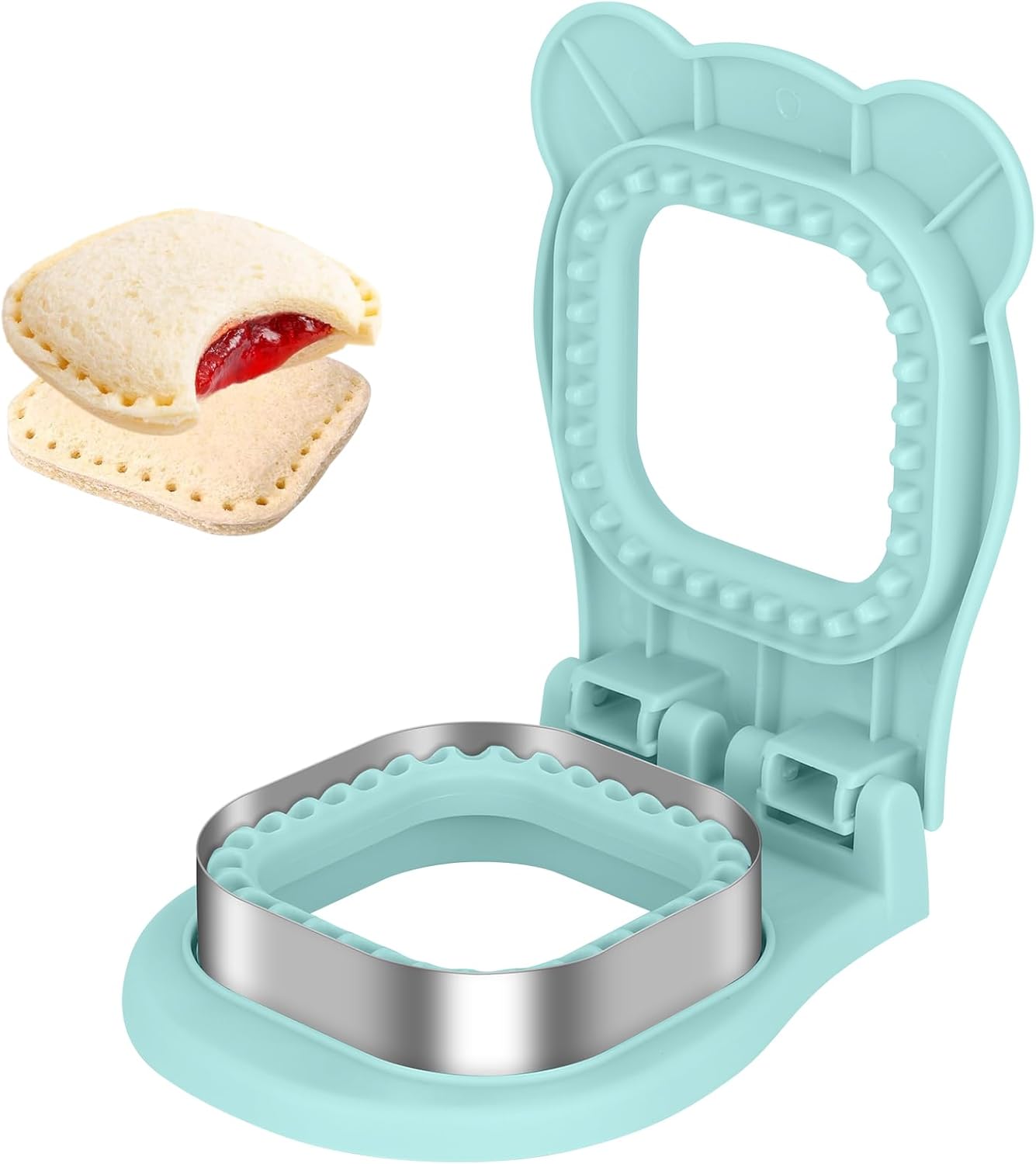 Uncrustable Sandwich Cutter Maker – Sandwich Sealer and Cutter for Lunchbox and Breakfast, Square Shape, Light Blue