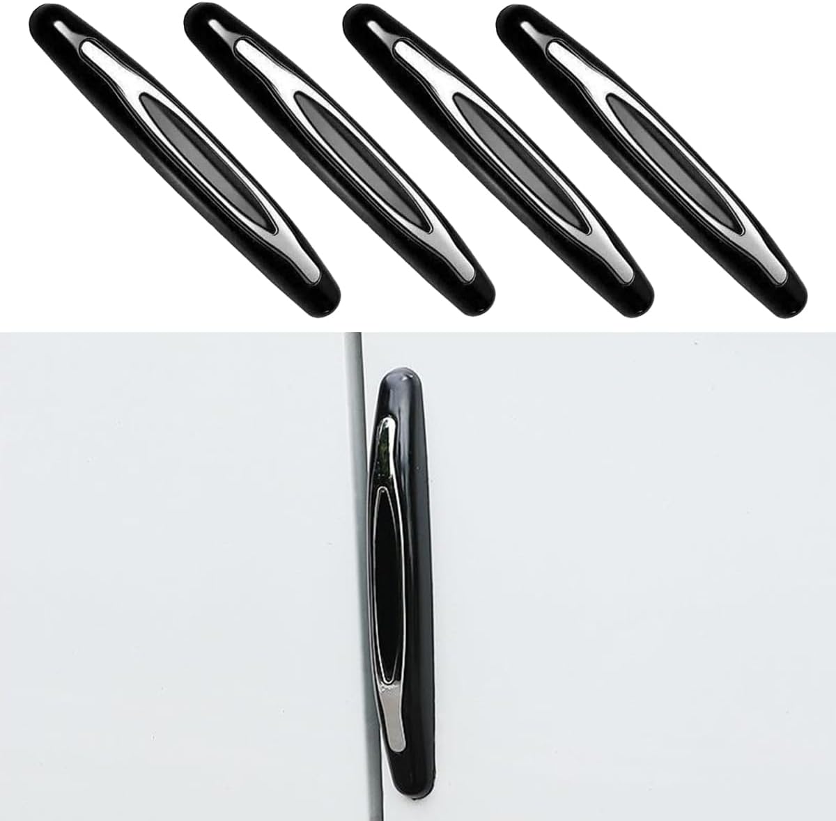 4PCS Car Door Edge Guards, Auto Side Door Protector Car Door Self Adhesive Anti-Collision Trim Strip, Universal Car Body Anti-Scratch Bumper Guard for Car SUV Truck (Black)