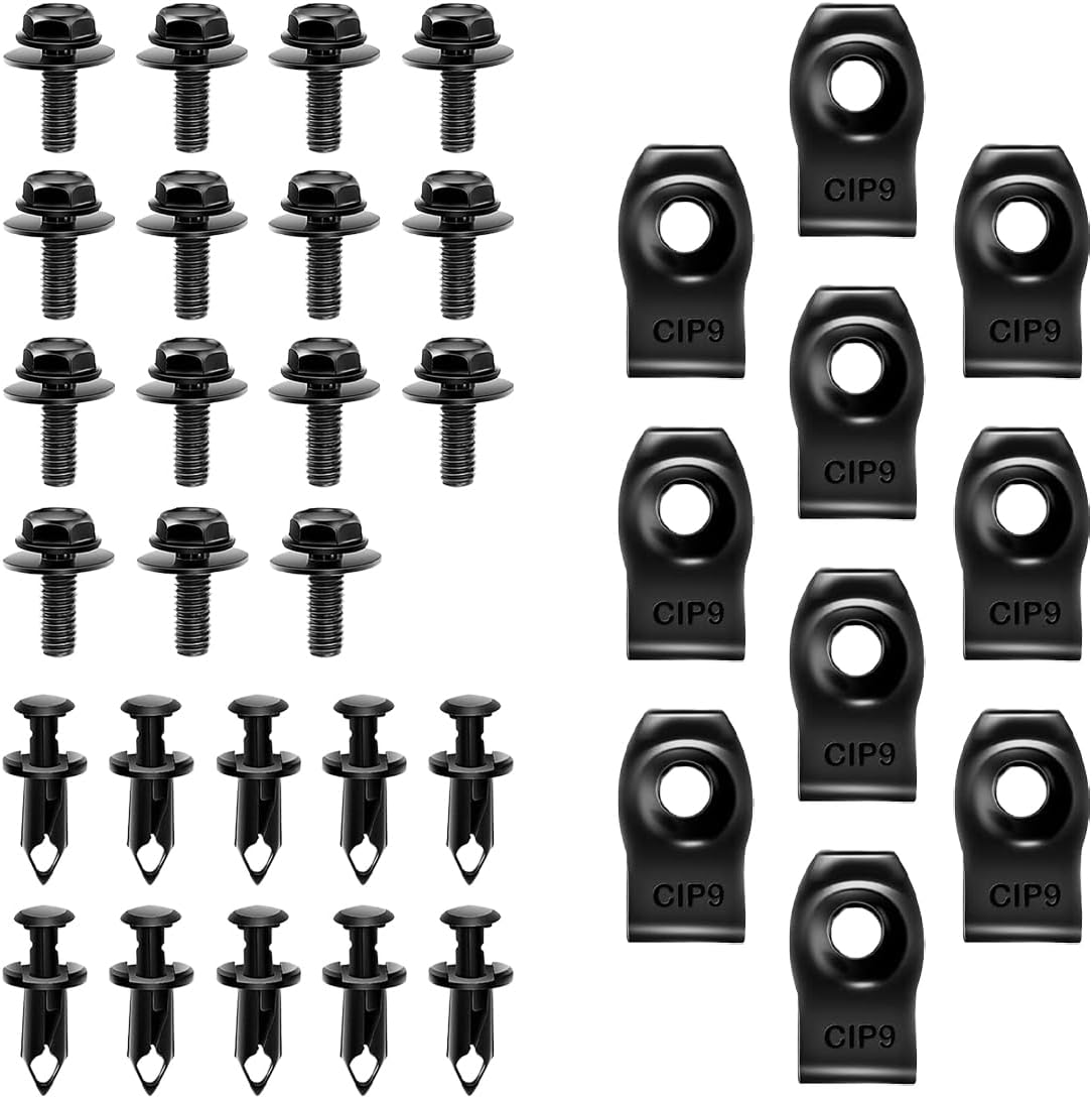35PCS Car Body Bolts & Extruded U-Nuts Clips Kit - Bumper Fenders Liner Push Retainer Fastener Kit for Engine Under Cover, Universal Splash Shield Guard Bolts Fastener Rivet Clips for Most Cars