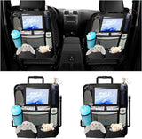 2PCS Car Backseat Organizer, Automotive Kick Mats Back Seat Protector for Kids, Vehicle Storage Organizer with 9 Pockets & Touch Screen Tablet Holder, Auto Travel Accessories for Truck SUV (Black)