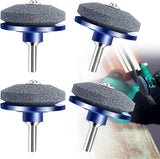 Lawnmower Blade Sharpener 4 Pack Rotary Lawn Mower Sharpener with Steel Backing, Universal Garden Tool Blade Sharpener for Power Drill Hand Drill