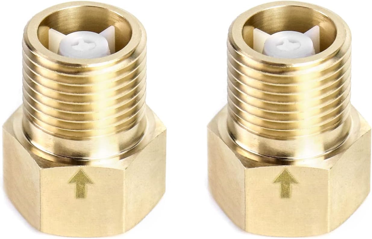2Pcs Brass One-way Check Valve, 1/2" Female to 1/2" Male Thread of Backflow Preventer