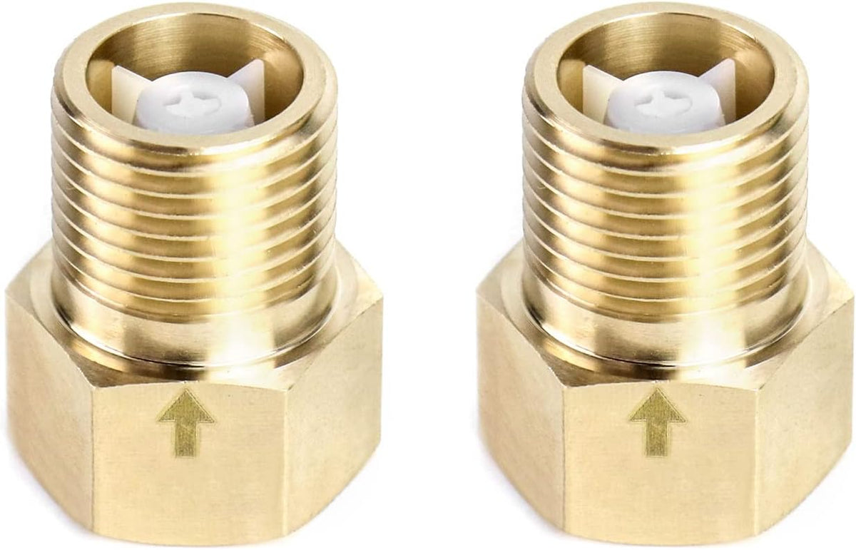 2Pcs Brass One-way Check Valve, 1/2" Female to 1/2" Male Thread of Backflow Preventer