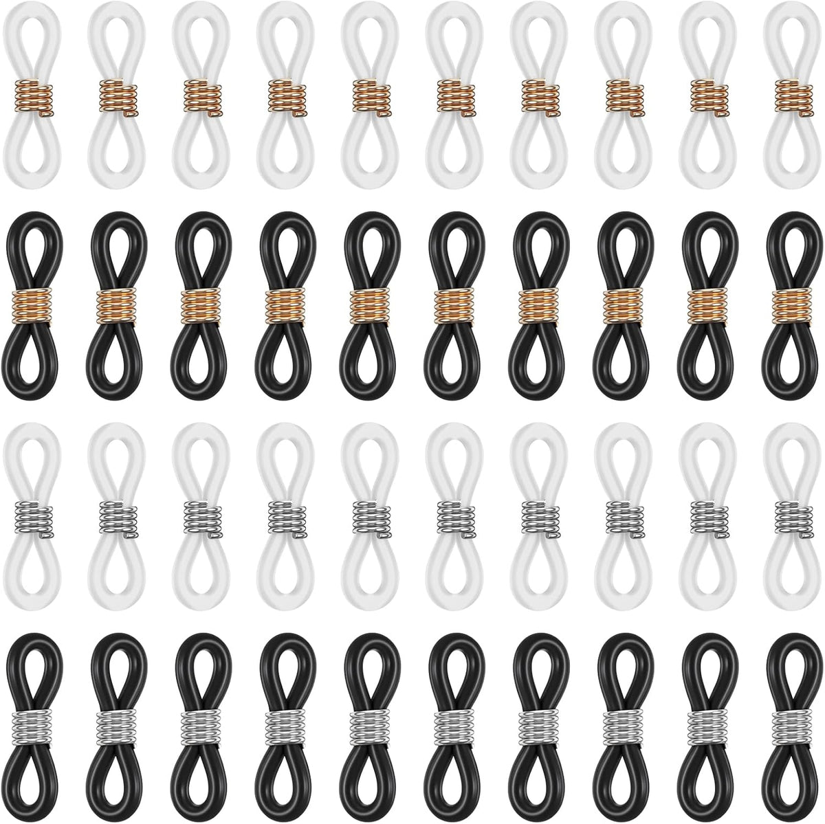 Eyeglass Chain Ends, 40 Pcs Adjustable Silicone Eyeglasses Chain Connector Anti Slip Glasses Chains Rubber Loops Eyeglass Strap Retainer for Eye Glasses Sunglasses Holder Necklace Chains
