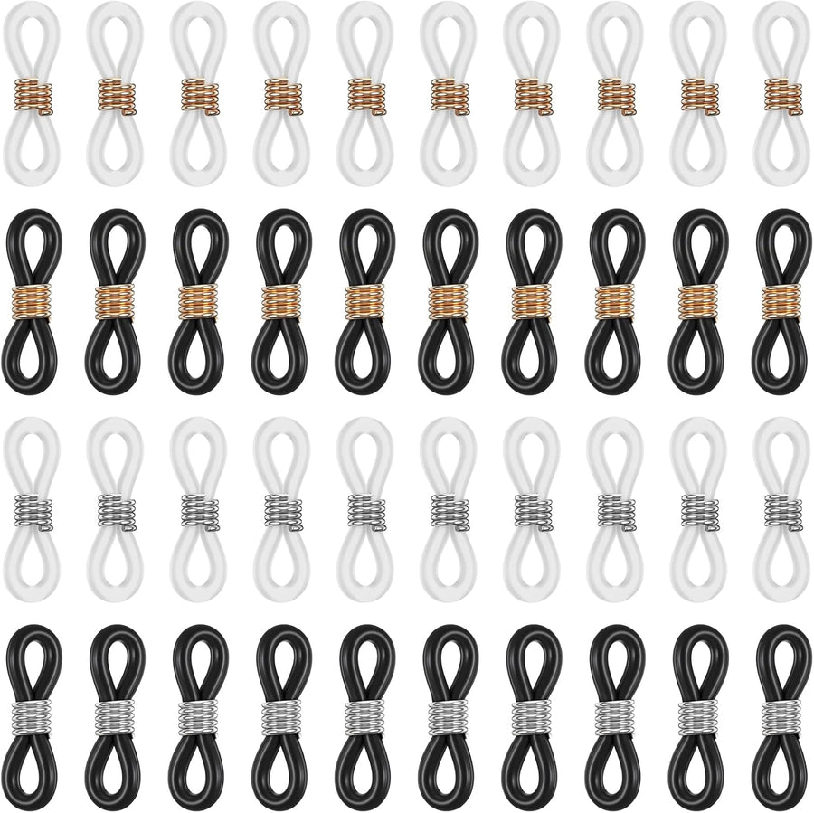 Eyeglass Chain Ends, 40 Pcs Adjustable Silicone Eyeglasses Chain Connector Anti Slip Glasses Chains Rubber Loops Eyeglass Strap Retainer for Eye Glasses Sunglasses Holder Necklace Chains