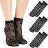 3 Pairs Women Sheer Ankle Socks, Sheer Polka Dot Ankle Dress Socks for Women, Stretchy Breathable Reinforced Toe Nylon Thin Fishnet Mesh Elegant Casual Lace Trouser Sockings (Black)