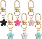 Cute Flower Keychain for Women, 6 Pcs Aesthetic Keychains Purse Charms Zipper Pull Charm Handbag Charms Bag Charms for Handbags Backpack Purse Accessories Car Keys Birthday Valentine Day Gifts