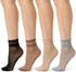 8 Pairs Womens Sheer Ruffle Socks, Ultra Thin Nude Ankle Socks, See Through Silk Nylon Stockings, Anti-Slip Invisible Elastic Short Sheer Sock for Women, Cool Breathable Summer Sock (4 Colors)