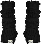 Black Arm Warmers Women Winter Long Black Cotton Fingerless Gloves Knit Mitten Elbow Length Gloves with Thumb Hole, Warm and Comfortable (Cotton)