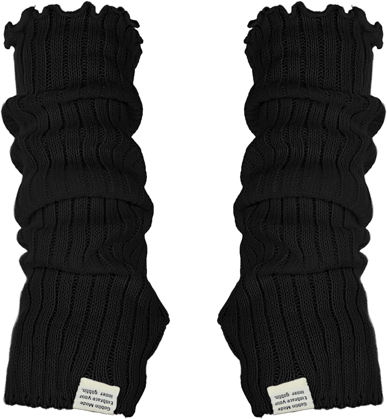 Black Arm Warmers Women Winter Long Black Cotton Fingerless Gloves Knit Mitten Elbow Length Gloves with Thumb Hole, Warm and Comfortable (Cotton)