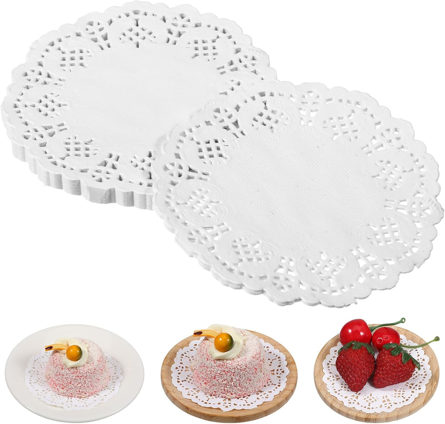 Paper Doilies, 200 Pcs 3.5 Inch Lace Doilies Paper Round Disposable Placemats White-Doilies for Tables Dessert Trays Party Craft Wedding Birthday Cakes Tableware Decorations