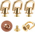 4 Pcs D Rings for Purse, Heavy Duty 360° Rotatable Metal Hardware, Stud Screw Ball Rivets with Punch Purse Making Supplies for Crossbody Conversion Kit DIY Handbag Leather Straps, Dog Collar (Gold)
