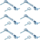 6 Pack Safety Hook and Eye Latch, 2 Inch Stainless Steel Spring Lock Gate Latch, Heavy Duty Rustproof Wire Gate Hook for Farm, Barn, Bathroom Doors, Family Security, Durable Outdoor Indoor Use