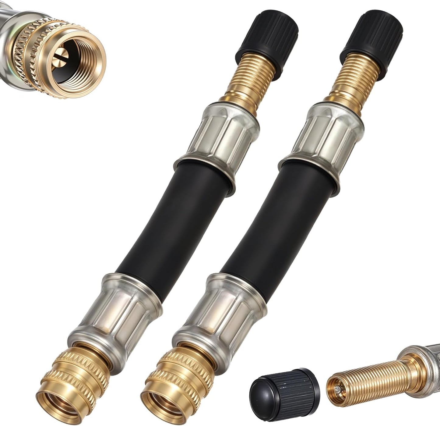2 Pcs Valve Stem Extension, 3.93 Inches Flexible Brass Valve Stem Extension Adapter, Universal Fit Durable Design Bike Pump Tire Adapter for Car, Truck, RV, Motorcycle, Bike, Scooter