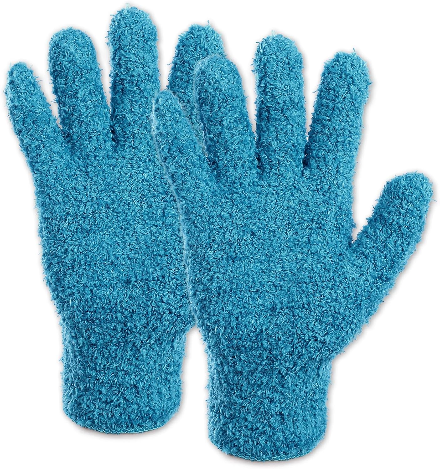 Microfiber Gloves for Plants Dusting Cleaning, Dusting Gloves for House Cleanings, Coral Fleece Cleaning Mittens Reusable Household Glove for Plants Cars Blinds Lamps Hard to Reach Corners (Blue)