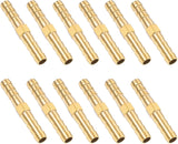 1/4 Inch Hose Barb Fitting, 12 Pcs Brass Splicer Mender Barbed Connector Air Hose Fittings Metal Air Line Repair Kit Garden Straight Watertight Hoses Connectors for Water, Fuel, Oil