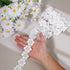 2 Yards White Flower Lace Pearl Trim, Flower Trim Ribbon 3D Pearl Beads Embroidered Floral Applique Fabric Clothes Decoration for DIY Handmade Sewing, Wedding Bridal Dresses, Crafts, Home Decor
