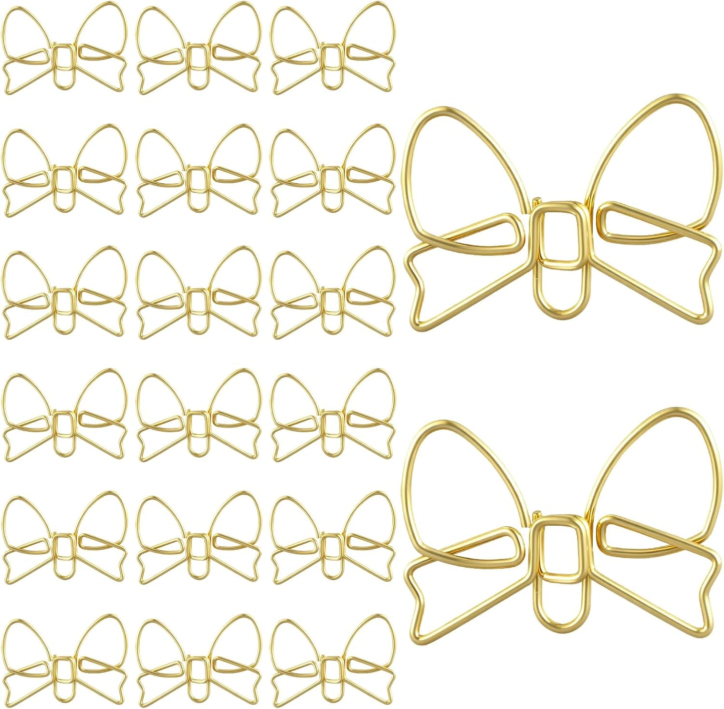 20 Pcs Mini Bow Shape Paper Clips, Gold Paperclips Cute Paper Clips Decorative Bowknot Paperclips Metal Bookmarks Funny Planner Clip Desk Accessories for School Office Supplies Home Document