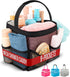Shower Caddy Mesh - 9 Pocket Portable Bathroom Organizer Tote for Travel, Gym & Dorm - Collapsible Small Shower Caddy Bag to Hold Toiletries & Essentials (Black)