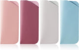 4 Pack Soft Leather Glasses Case 7x3 Inch Eyeglasses Pouch Portable PU Leather Glasses Pouch