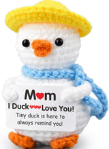 Gifts for Mom,Birthday Valentines Day Gifts for Women,Stocking Stuffers for Women I Duck Love You Mom Handmade Crochet Funny Cool Cute Small Duck